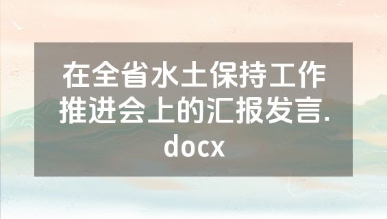 在全省水土保持工作推进会上的汇报发言.docx