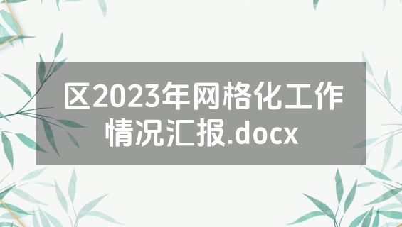 区2023年网格化工作情况汇报.docx