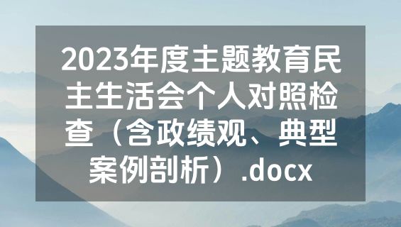 2023年度主题教育民主生活会个人对照检查（含政绩观、典型案例剖析）.docx