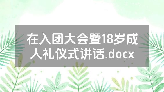 在入团大会暨18岁成人礼仪式讲话.docx
