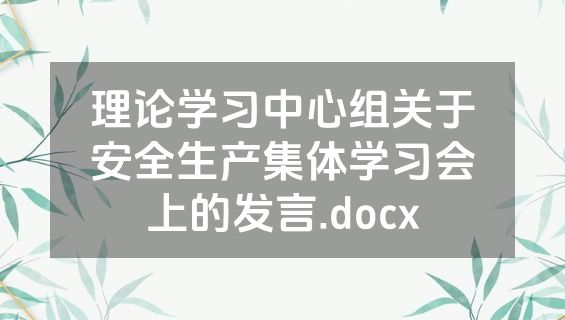 理论学习中心组关于安全生产集体学习会上的发言.docx