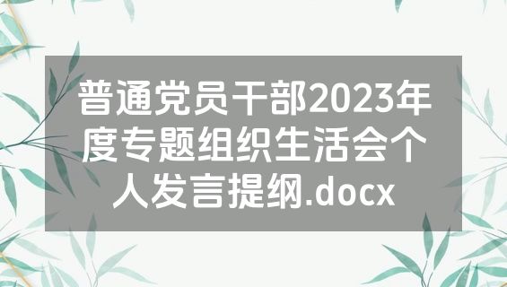 普通党员干部2023年度专题组织生活会个人发言提纲.docx