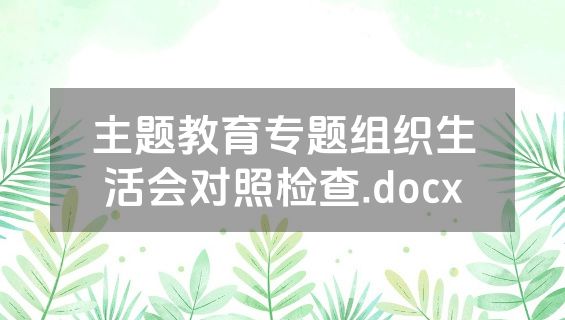 主题教育专题组织生活会对照检查.docx