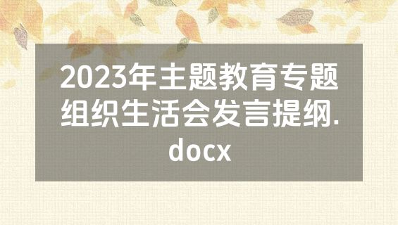 2023年主题教育专题组织生活会发言提纲.docx