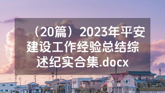 （20篇）2023年平安建设工作经验总结综述纪实合集.docx