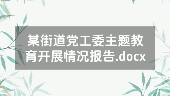 某街道党工委主题教育开展情况报告.docx