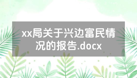 xx局关于兴边富民情况的报告.docx