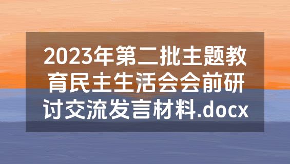 2023年第二批主题教育民主生活会会前研讨交流发言材料.docx