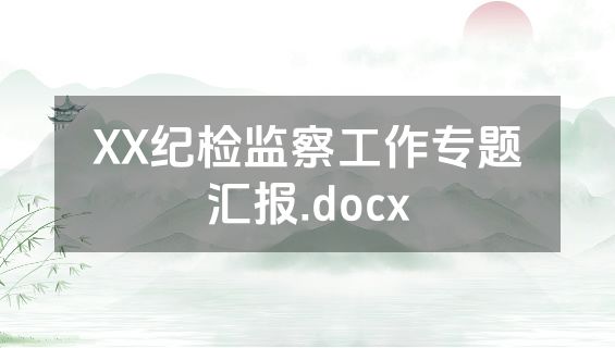 XX纪检监察工作专题汇报.docx