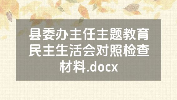 县委办主任主题教育民主生活会对照检查材料.docx