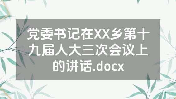 党委书记在XX乡第十九届人大三次会议上的讲话.docx