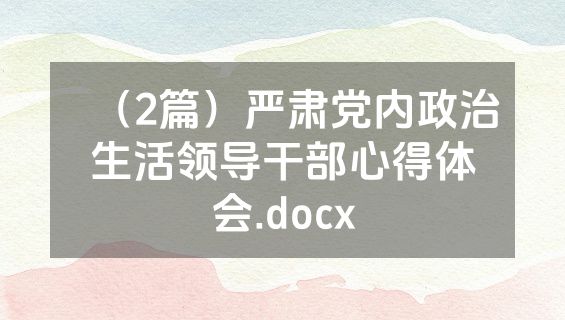 （2篇）严肃党内政治生活领导干部心得体会.docx
