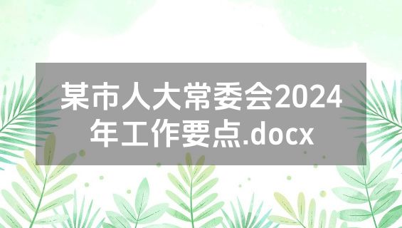 某市人大常委会2024年工作要点.docx