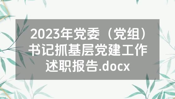 2023年党委（党组）书记抓基层党建工作述职报告.docx