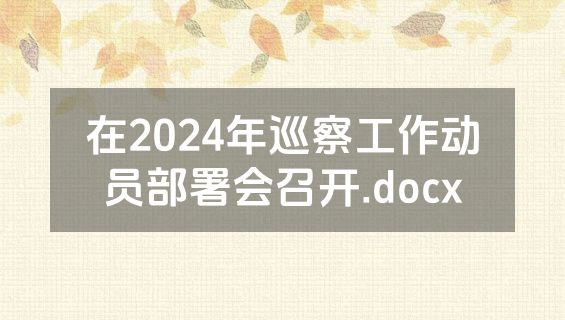 在2024年巡察工作动员部署会召开.docx