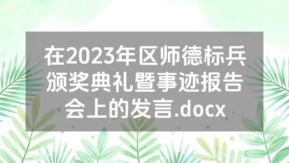 在2023年区师德标兵颁奖典礼暨事迹报告会上的发言.docx