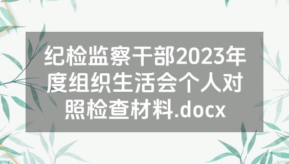 纪检监察干部2023年度组织生活会个人对照检查材料.docx