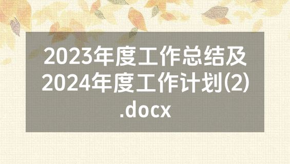 2023年度工作总结及2024年度工作计划(2).docx