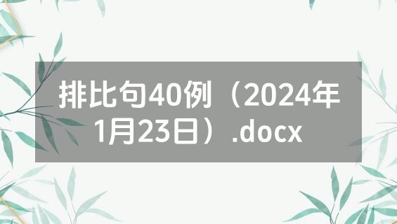 排比句40例（2024年1月23日）.docx