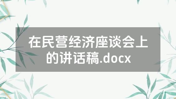 在民营经济座谈会上的讲话稿.docx
