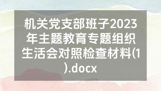 机关党支部班子2023年主题教育专题组织生活会对照检查材料(1).docx