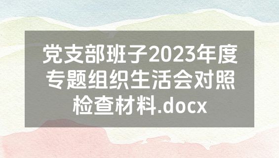 党支部班子2023年度专题组织生活会对照检查材料.docx