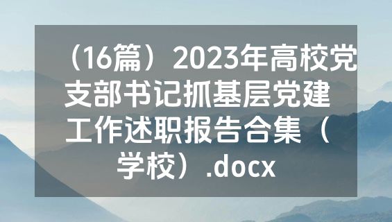 （16篇）2023年高校党支部书记抓基层党建工作述职报告合集（学校）.docx