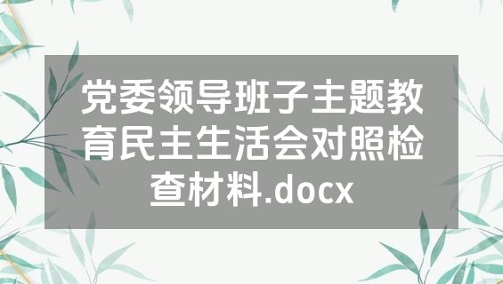 党委领导班子主题教育民主生活会对照检查材料.docx