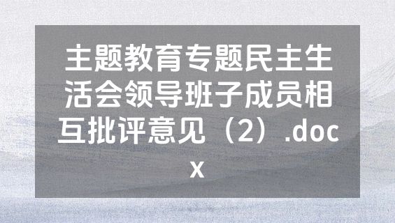 主题教育专题民主生活会领导班子成员相互批评意见（2）.docx