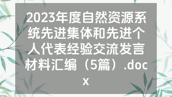 2023年度自然资源系统先进集体和先进个人代表经验交流发言材料汇编（5篇）.docx