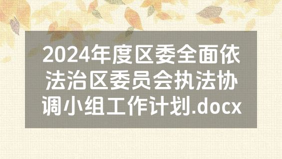2024年度区委全面依法治区委员会执法协调小组工作计划.docx