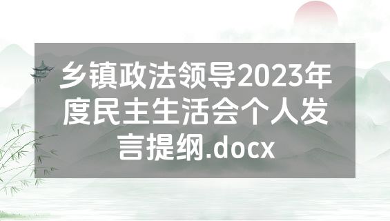乡镇政法领导2023年度民主生活会个人发言提纲.docx