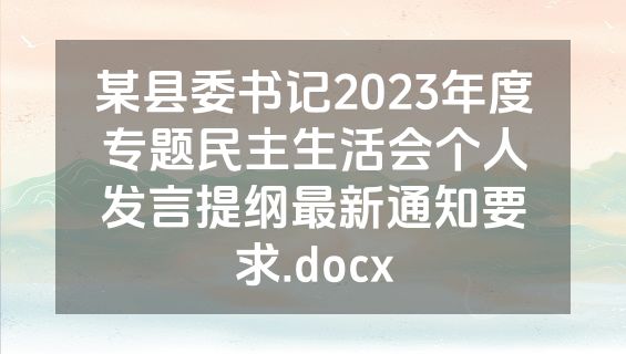 某县委书记2023年度专题民主生活会个人发言提纲最新通知要求.docx
