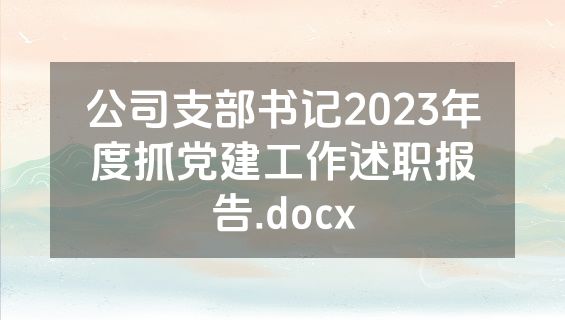 公司支部书记2023年度抓党建工作述职报告.docx