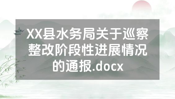 XX县水务局关于巡察整改阶段性进展情况的通报.docx