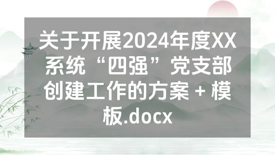 关于开展2024年度XX系统“四强”党支部创建工作的方案＋模板.docx