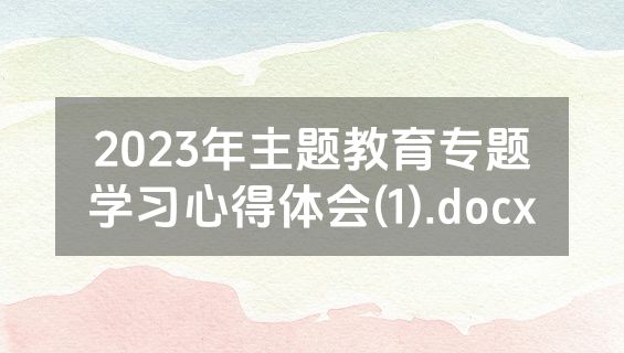 2023年主题教育专题学习心得体会(1).docx