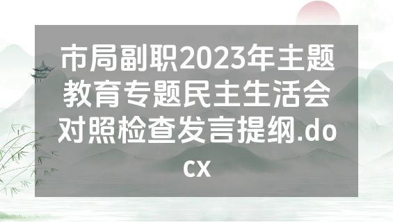 市局副职2023年主题教育专题民主生活会对照检查发言提纲.docx