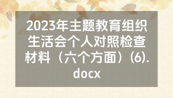 2023年主题教育组织生活会个人对照检查材料（六个方面）(6).docx