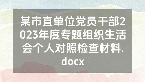 某市直单位党员干部2023年度专题组织生活会个人对照检查材料.docx