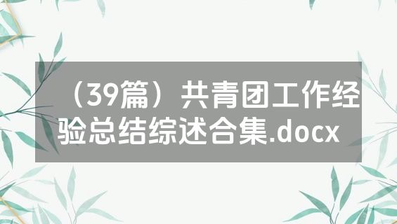 （39篇）共青团工作经验总结综述合集.docx