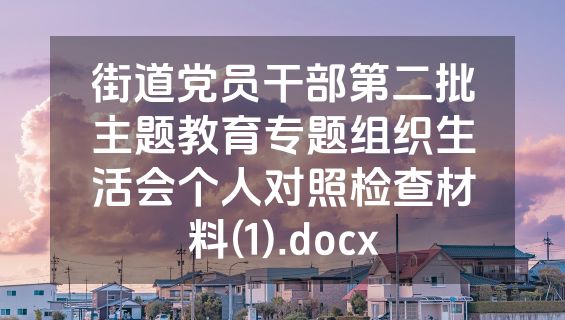 街道党员干部第二批主题教育专题组织生活会个人对照检查材料(1).docx