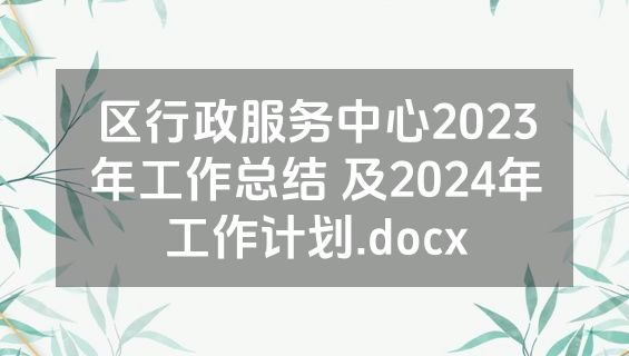 区行政服务中心2023年工作总结 及2024年工作计划.docx
