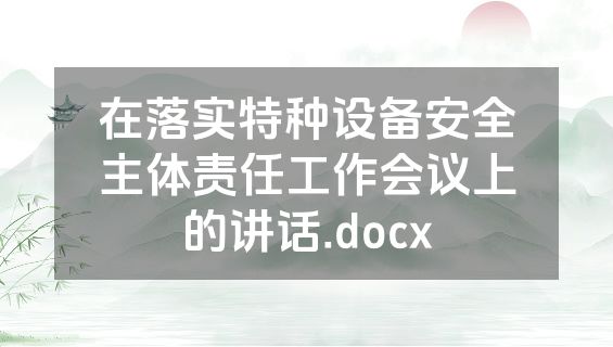 在落实特种设备安全主体责任工作会议上的讲话.docx