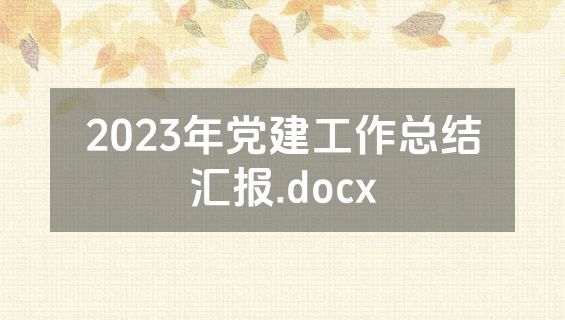2023年党建工作总结汇报.docx