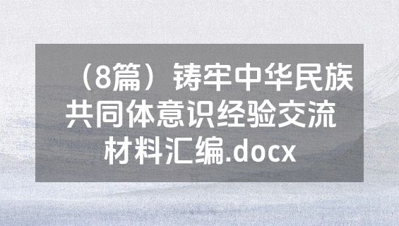 （8篇）铸牢中华民族共同体意识经验交流材料汇编.docx
