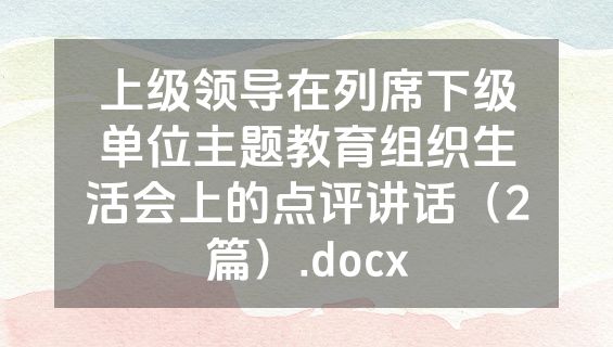 上级领导在列席下级单位主题教育组织生活会上的点评讲话（2篇）.docx