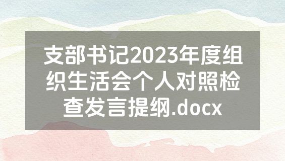 支部书记2023年度组织生活会个人对照检查发言提纲.docx