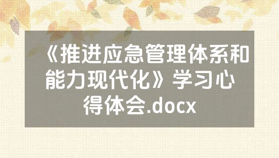 《推进应急管理体系和能力现代化》学习心得体会.docx
