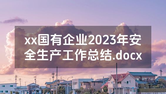 xx国有企业2023年安全生产工作总结.docx